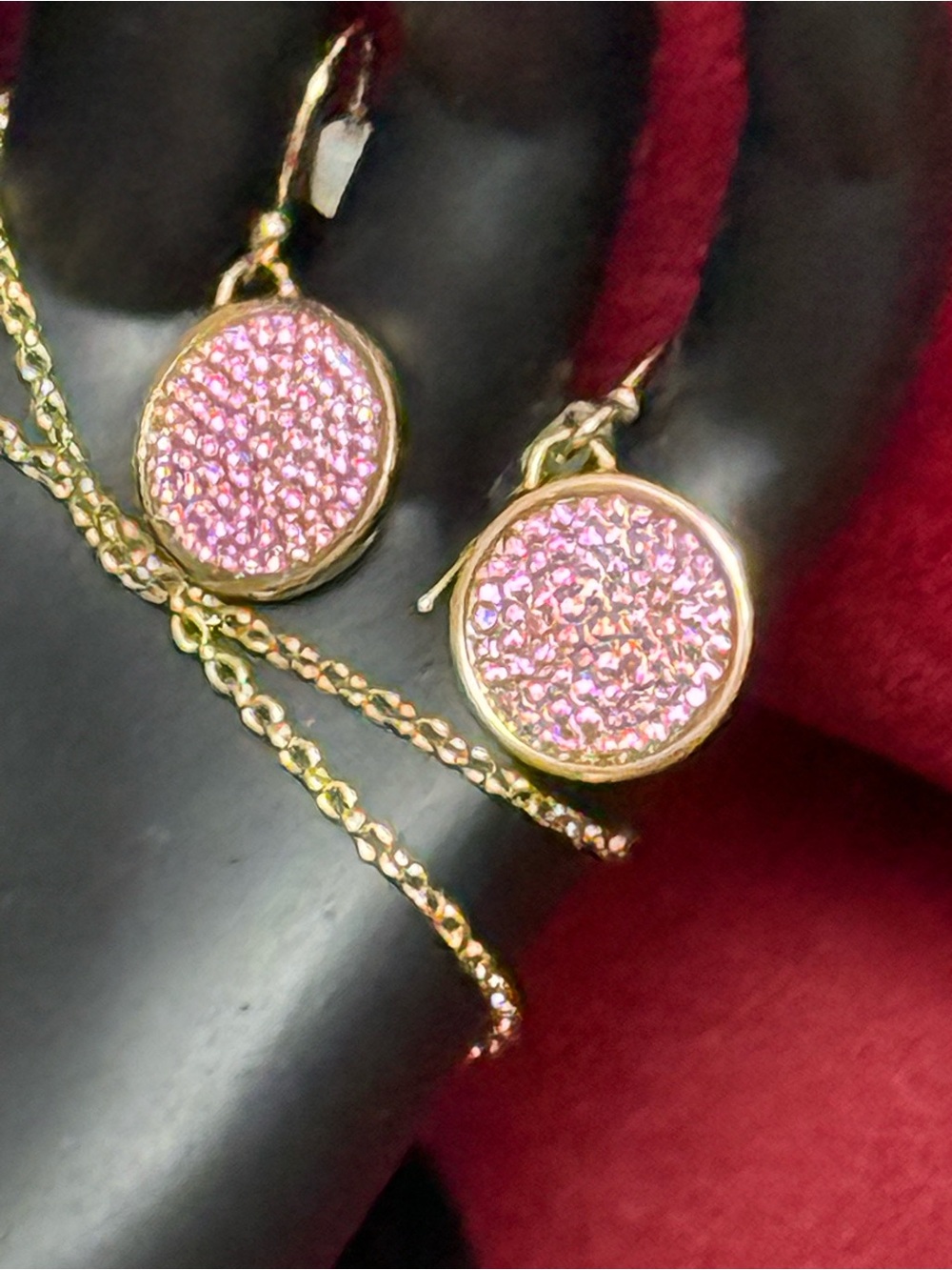 Coach Pink Druzy-Inspired Necklace, Earring and Ring Set - Gold-Tone. NWOT - Picture 2 of 15